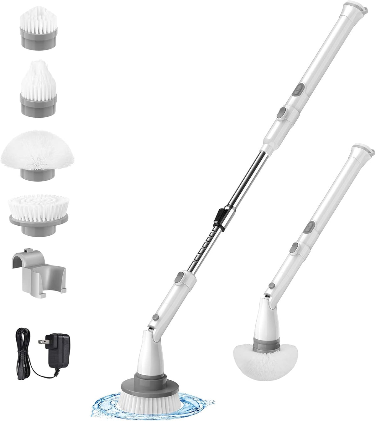 Cordless Electric Spin Scrubber with 4 Brush Heads and Extension Handle U38354