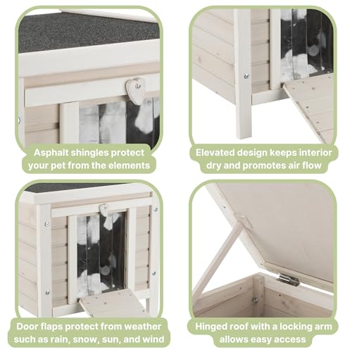 Gray Fir Wood Outdoor Cat House with Raised Floor U705
