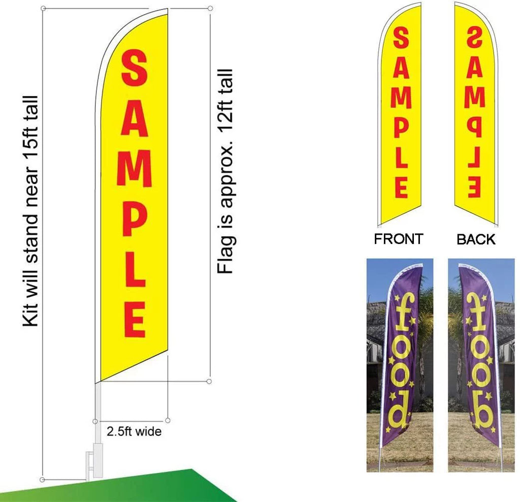 Feather Banner Sign with Flag Pole Kit and Ground Stake A445