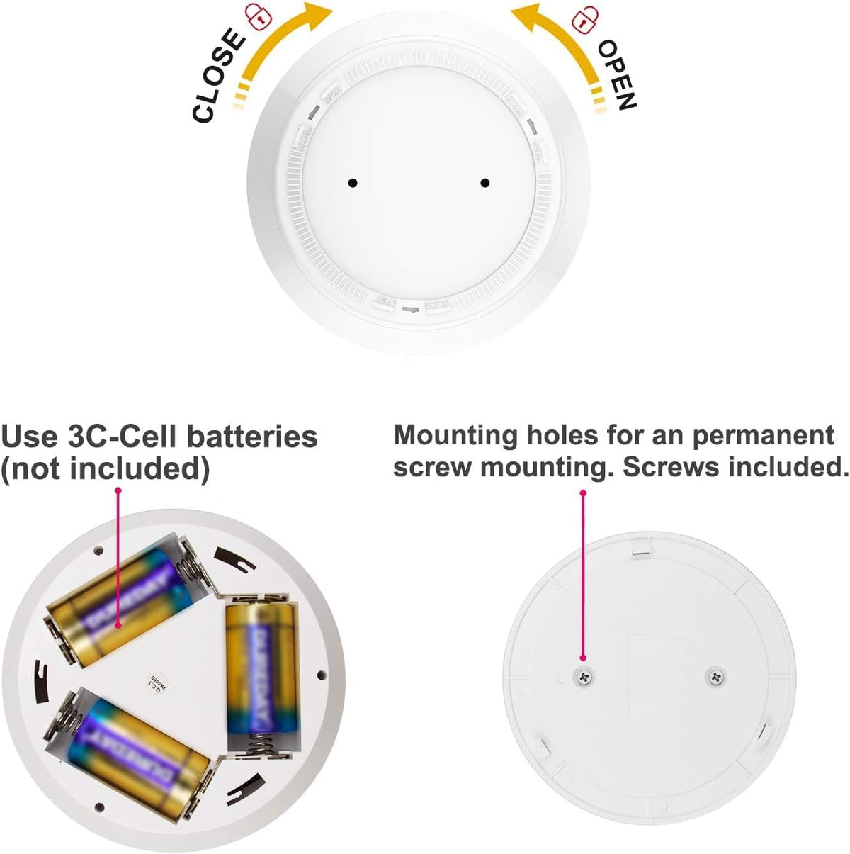 Wireless Battery Operated Motion Sensor LED Ceiling Light, 250 Lumens, 5 Inch, Warm White K695213