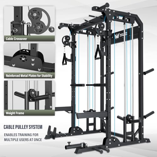 Multi-Functional Power Rack with Dual Pulley System E811323
