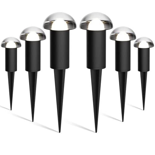 1.5W LED Mushroom Pathway Lights 6PK 3000K Black Metal H69842