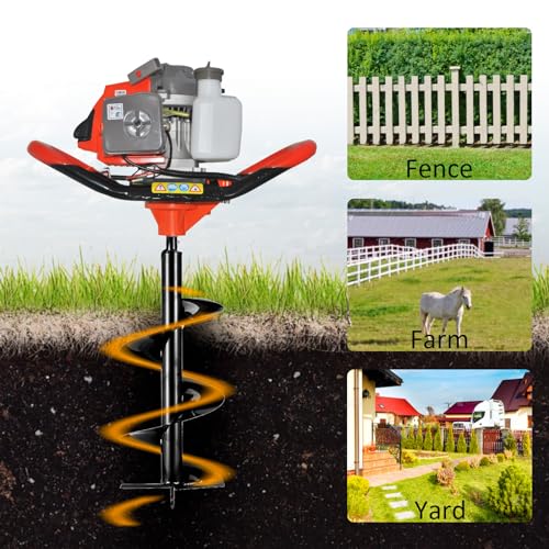 85cc 4HP Gas Powered Post Hole Digger with 3 Drill Bits N507637