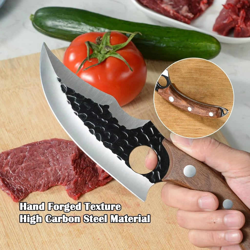 6 Inch High Carbon Steel Meat Cleaver Boning Knife with Sheath F588
