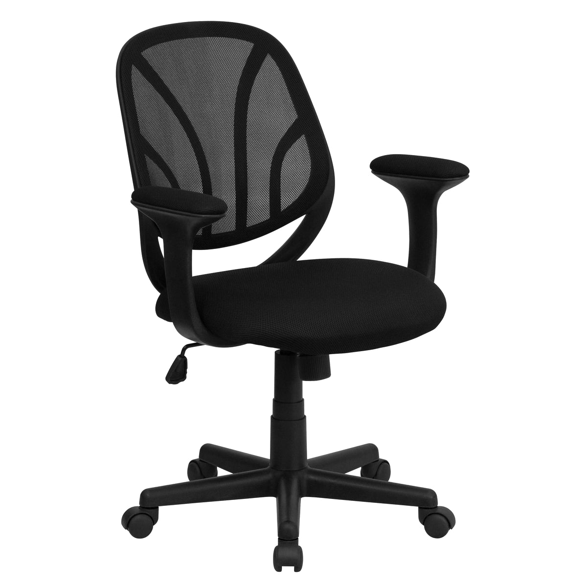 Black Mesh Mid-Back Office Chair with Arms F5302