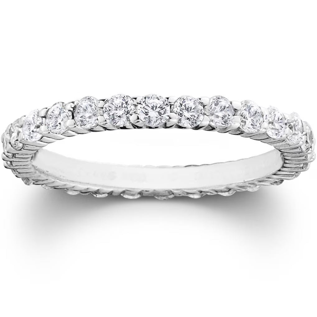 14k White Gold Diamond Eternity Wedding Ring C157
