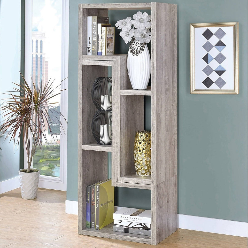 Grey Driftwood 2-Piece L-Shaped Bookcase Set Y14539