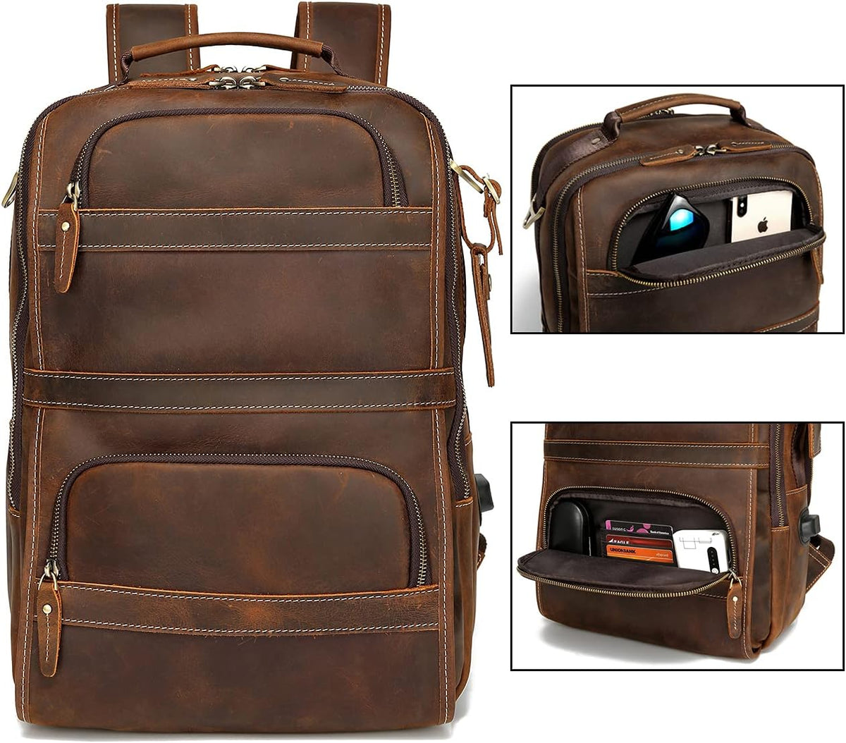 Vintage Genuine Leather Laptop Backpack X882