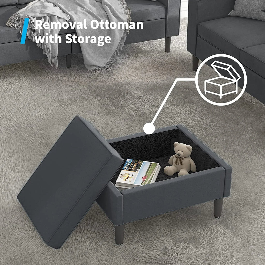 Convertible Sectional Sofa Couch with Storage Ottoman Q973425