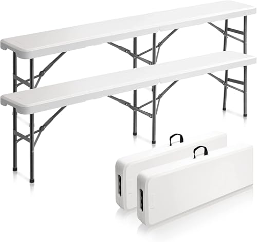 White 6ft Folding Plastic Bench B2756