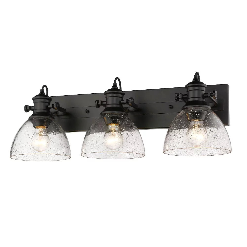 3 Light Semi-Flush Mount Pewter Seeded Glass H67169