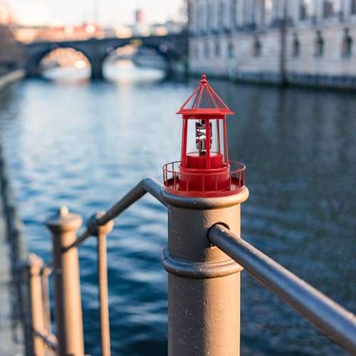 Red Solar Powered Rotating Lighthouse Lamp Y679