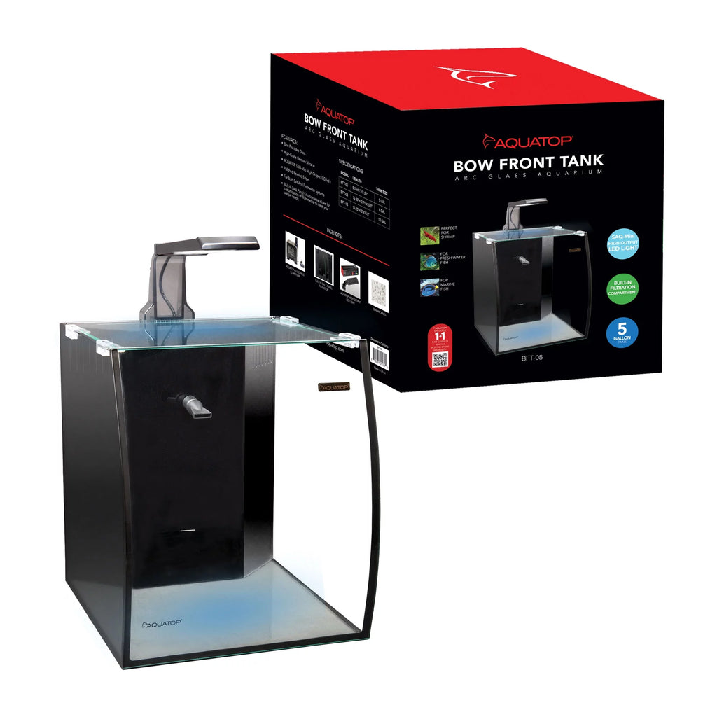 5 Gallon Glass Bow Front Aquarium with Pump and LED Light R82585