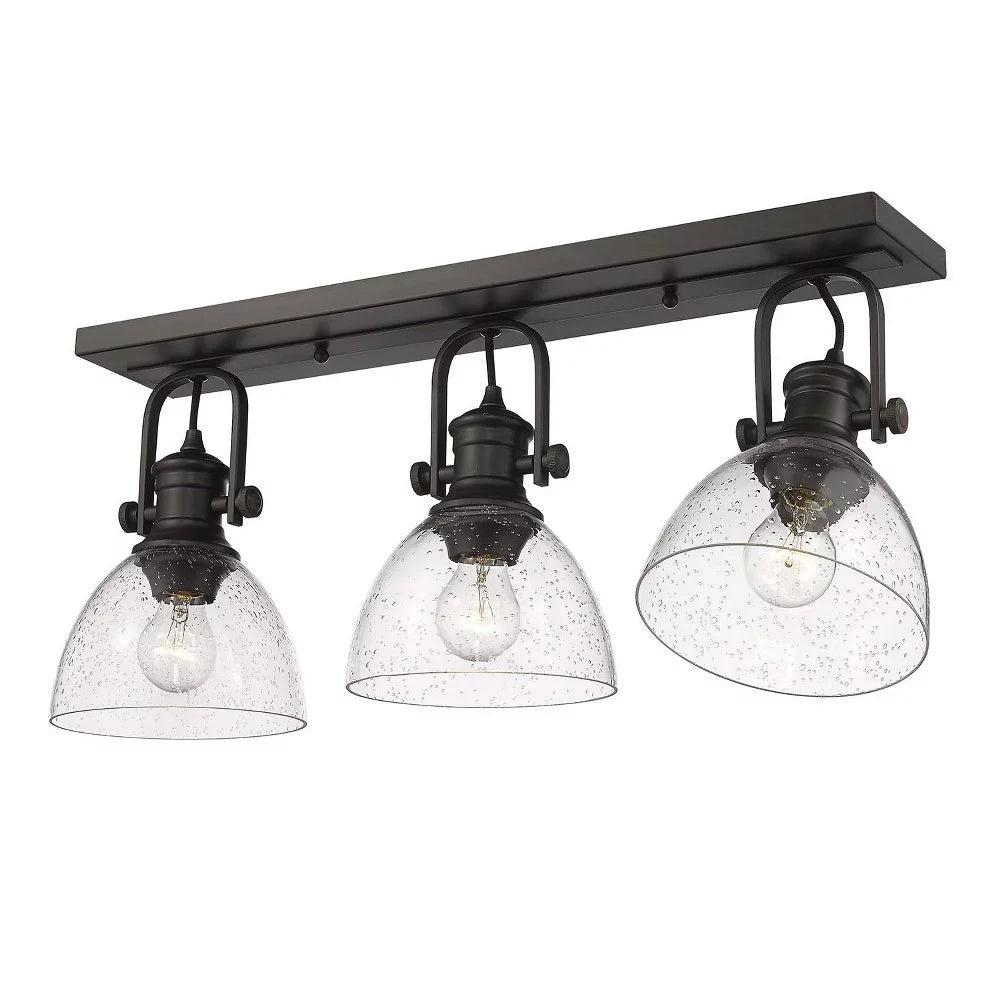 3 Light Semi-Flush Mount Pewter Seeded Glass H67169