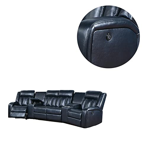 Grey Leatherette Power Sectional with Cup Holders H79318