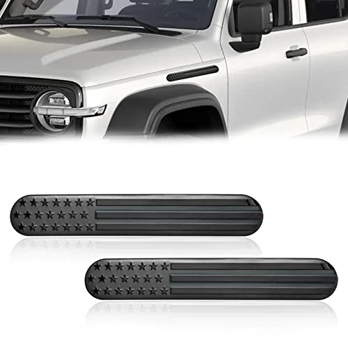 2Pcs Black Metal American Flag Auto Fender Emblem Sticker F9914