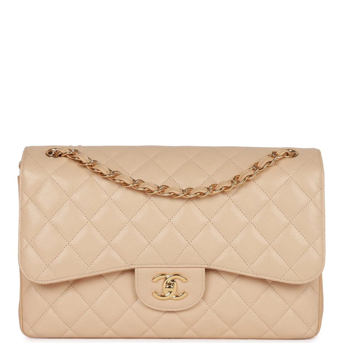 Beige Caviar Double Flap Bag N296629