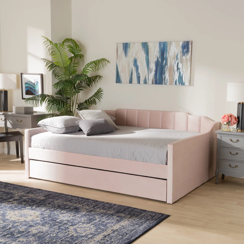 Pink Queen Daybed with Trundle W364