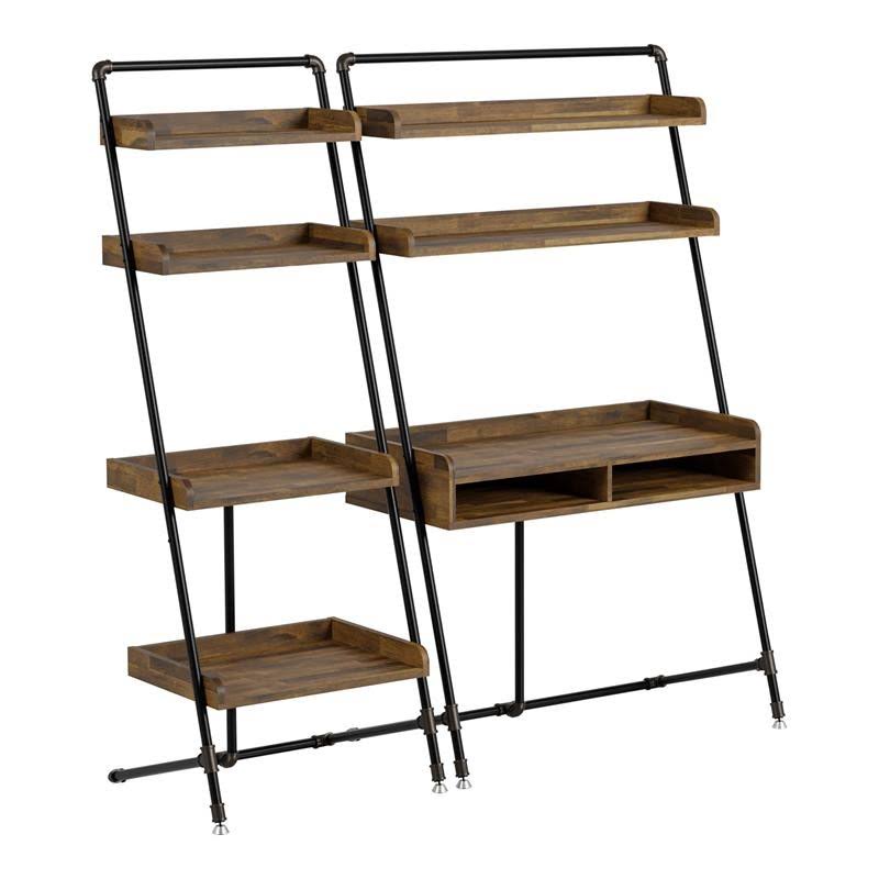 Light Hickory Wood 2-Piece Desk and Bookcase Set N571538