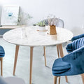 Round Italian Carrara Bar Height Solid Wood Dining Table V2482
