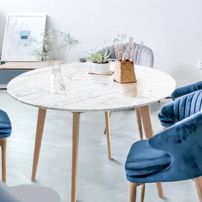 Round Italian Carrara Bar Height Solid Wood Dining Table V2482