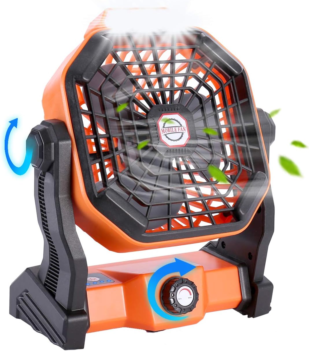 Outdoor Camping Fan with LED Lantern, USB Rechargeable B26472