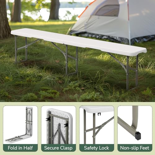 White 6ft Folding Plastic Bench B2756