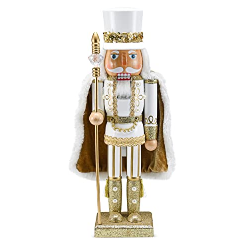 Gold and White Wooden Nutcracker Figure 14" I41881