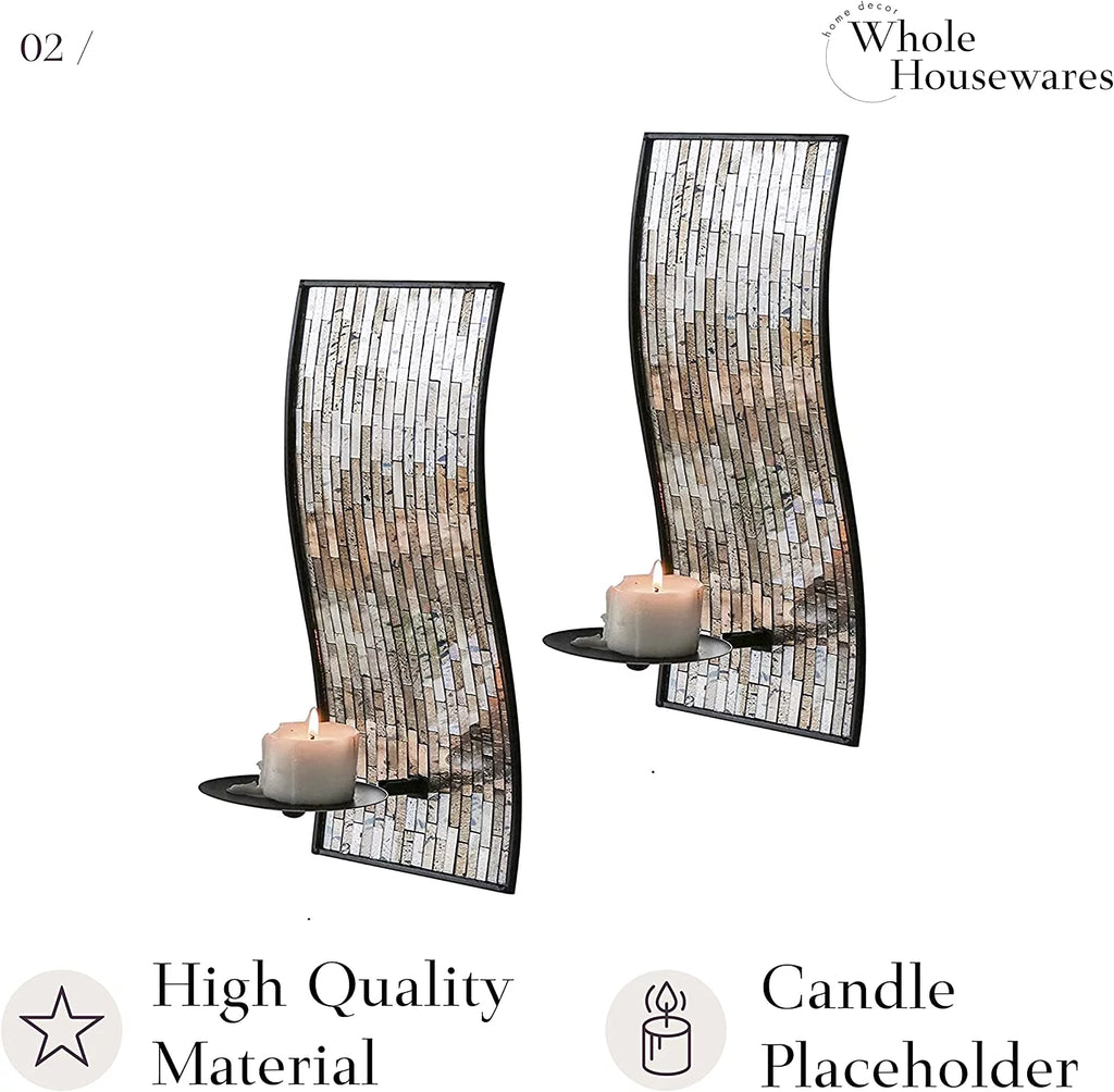 Brown Mosaic Glass Wall Candle Sconces Set Of 2 K57229