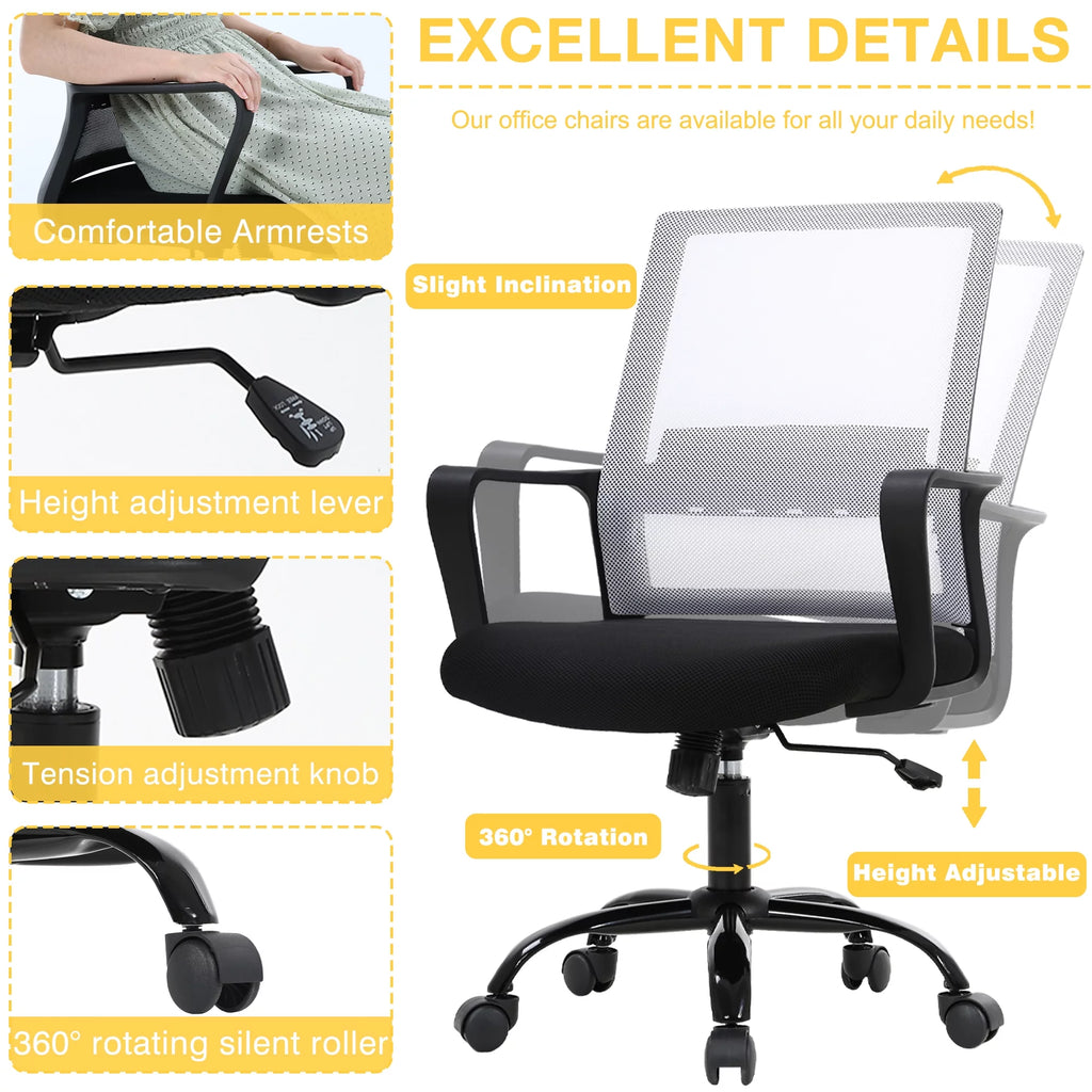 White Mesh Office Chair with Lumbar Support G153