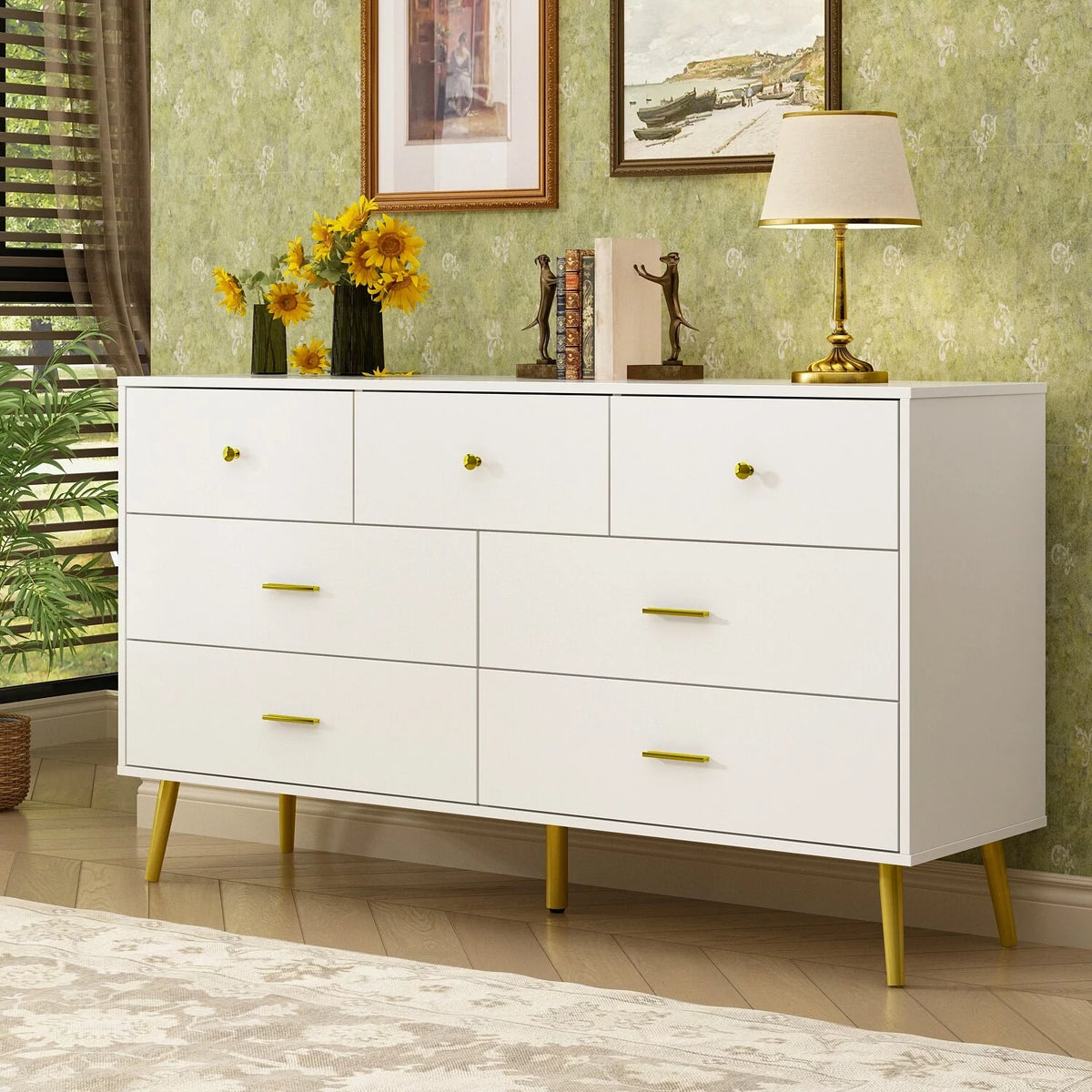 White 7 Drawer Dresser N539
