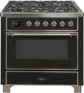 36 Dual Fuel Propane Gas Range Matte Graphite Chrome Trim N483
