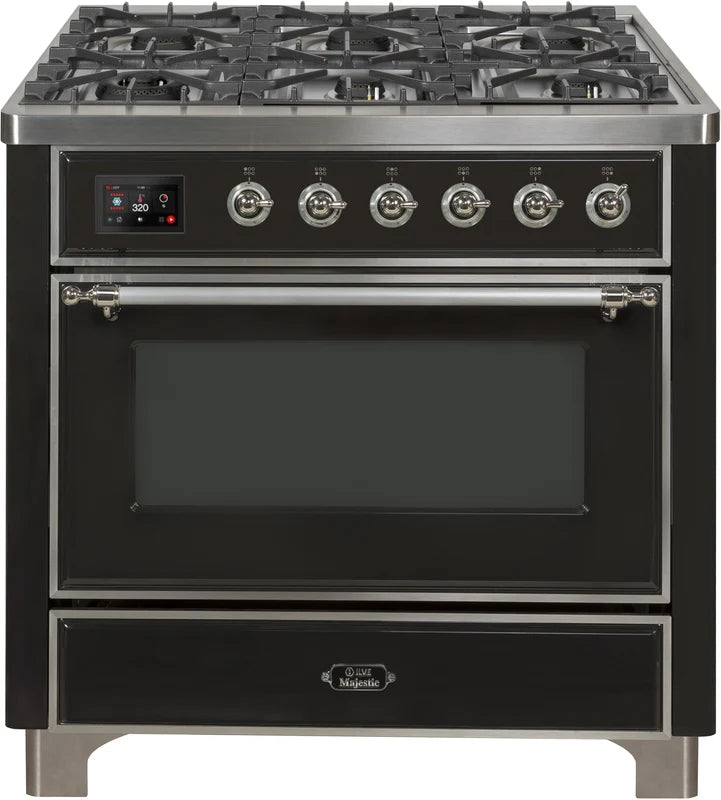 36 Dual Fuel Propane Gas Range Matte Graphite Chrome Trim N483