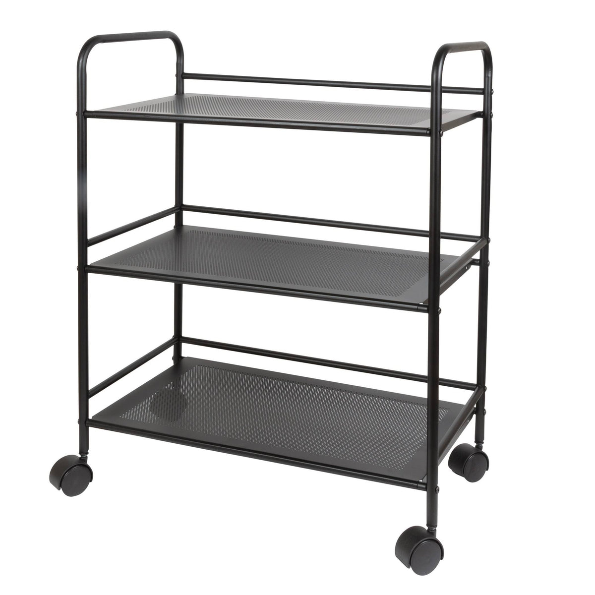 3 Tier Metal Cart with Wheels, Black E979523