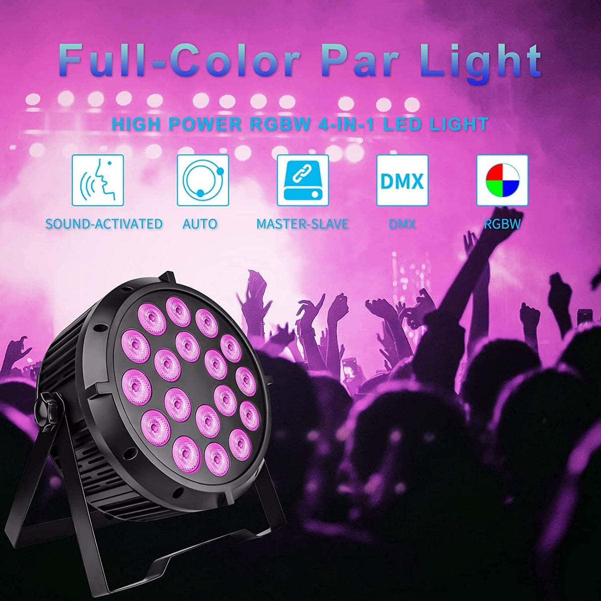 18x8W RGBW LED Washing Lighting Disco Lights with DMX-512 Sound Activated Strobe Lights L706588