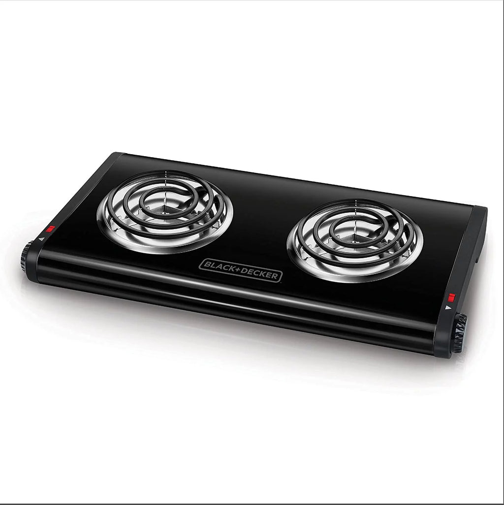 Black Double Burner Portable Buffet Range Z5428