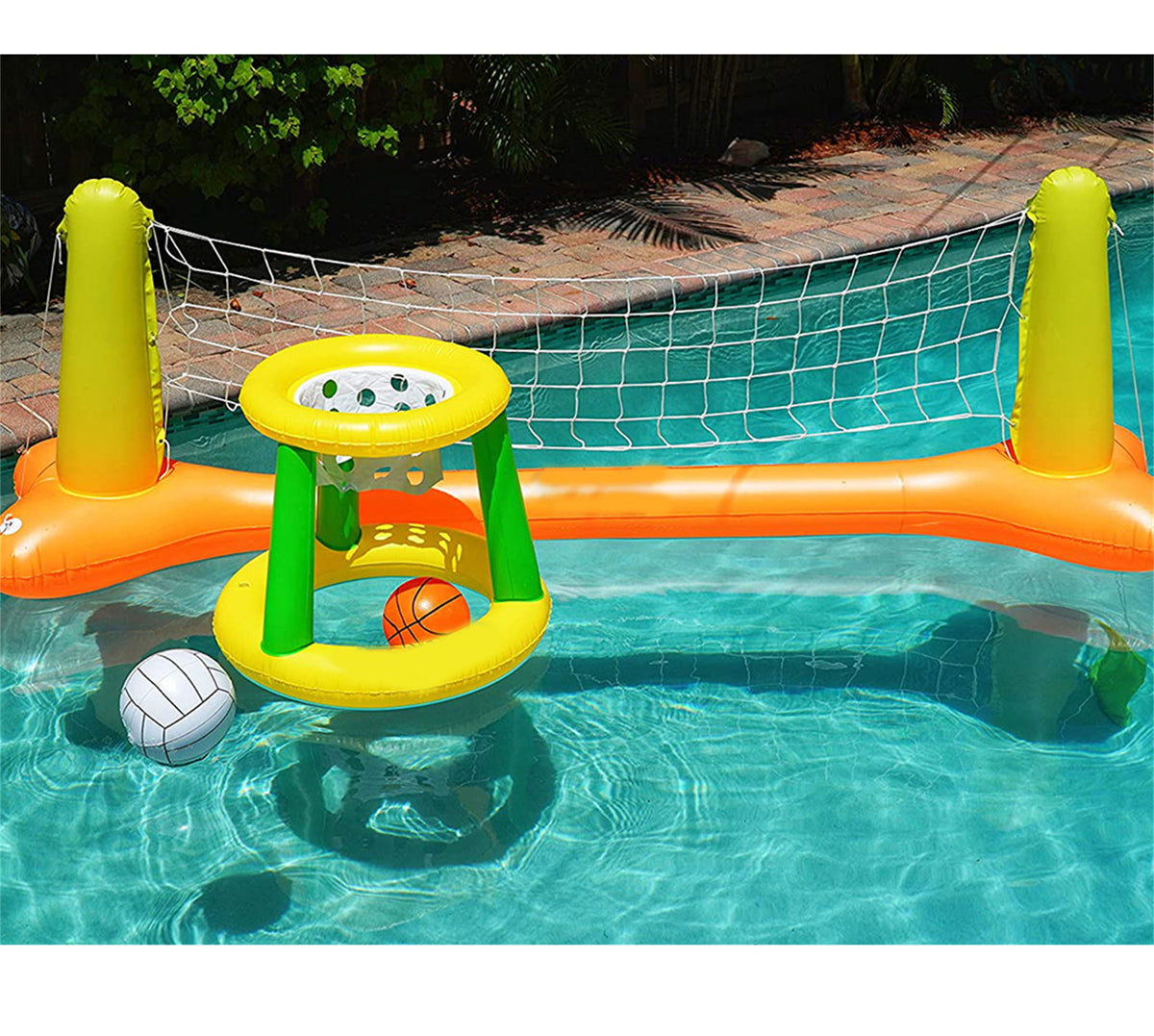 Inflatable Pool Volleyball Set and Pool Basketball Hoop K723