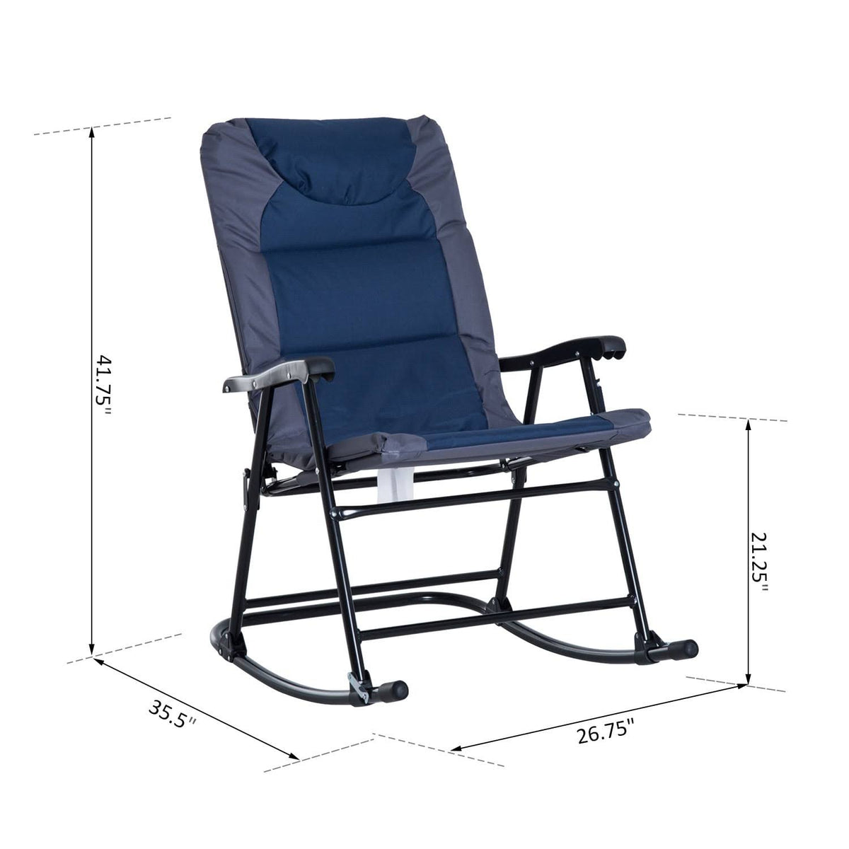Blue Folding Padded Outdoor Camping Rocking Chair Set Z945