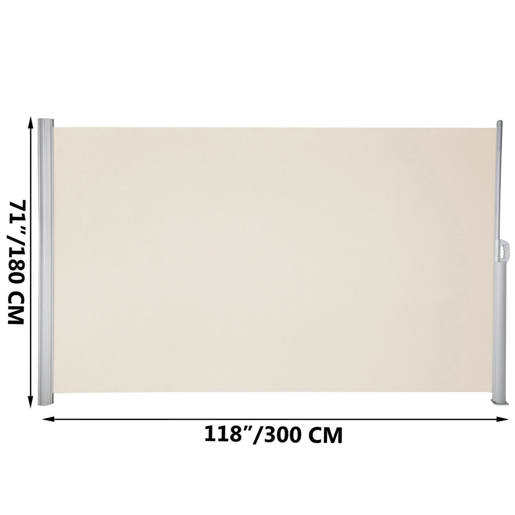 Retractable Patio Side Awning Waterproof Creamy-White P9771