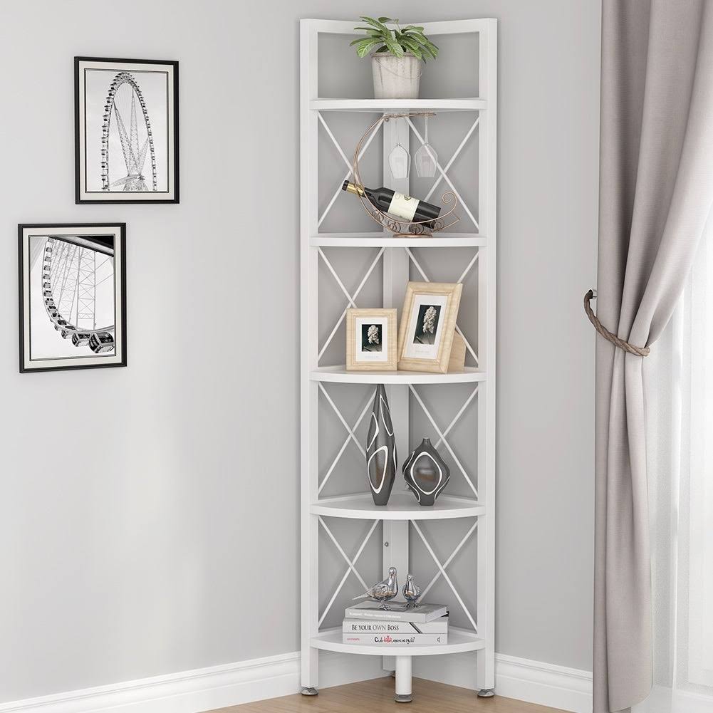 5 Tier Corner Bookshelf Bookcase Brown G844