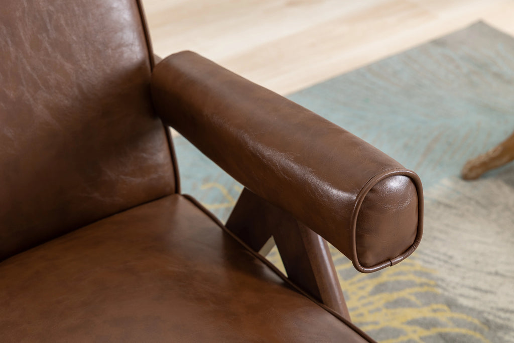 Leisure Chair with Solid Wood Armrest and Feet S95397