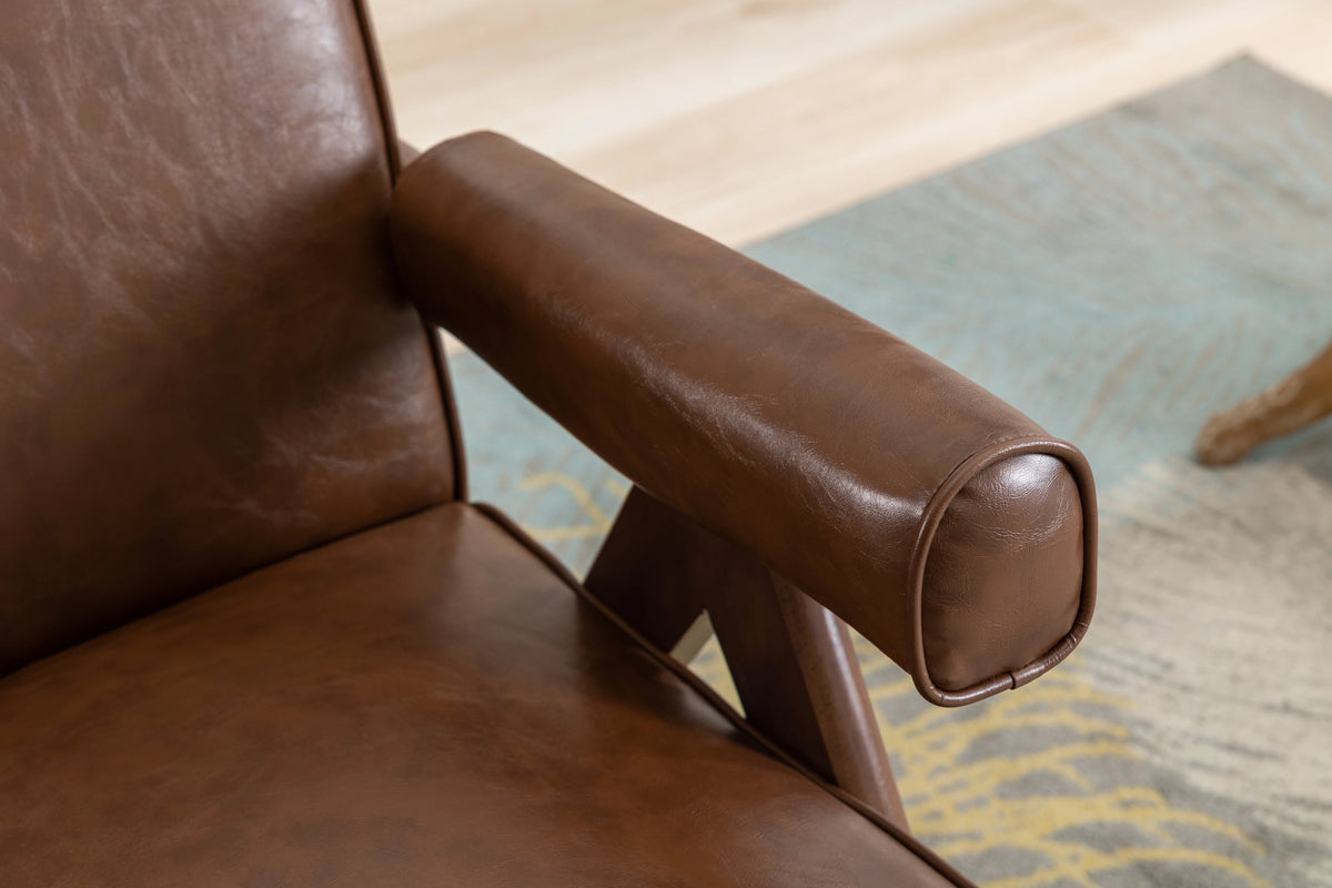 Leisure Chair with Solid Wood Armrest and Feet S95397