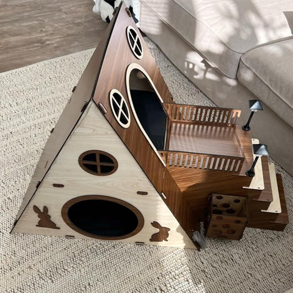Large Wooden Rabbit Castle House Hutch G895392