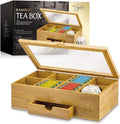 Bamboo Wooden Tea Box Organizer Storage with Drawer (8 Compartments) D875