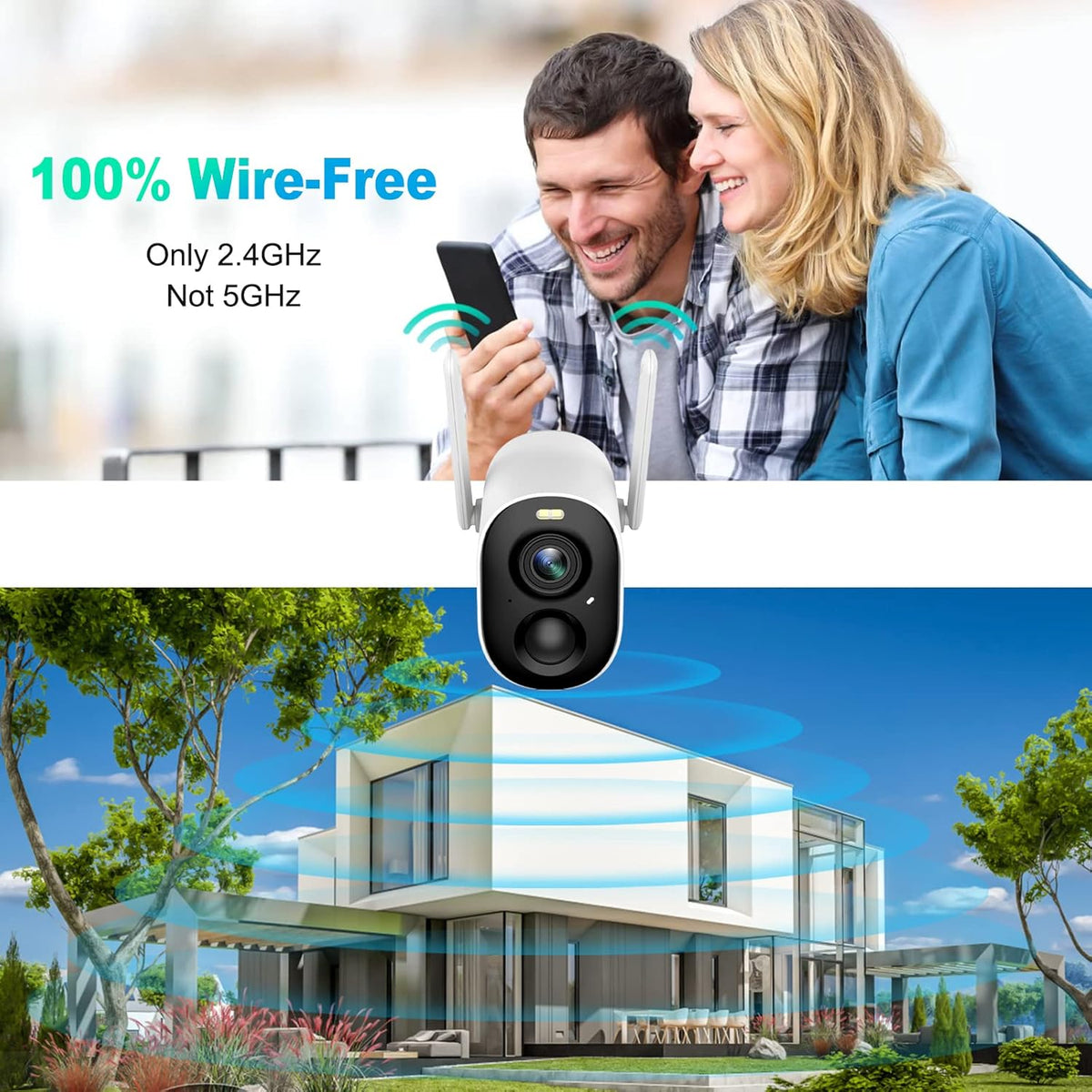 Wireless Outdoor Security Camera with Color Night Vision O868