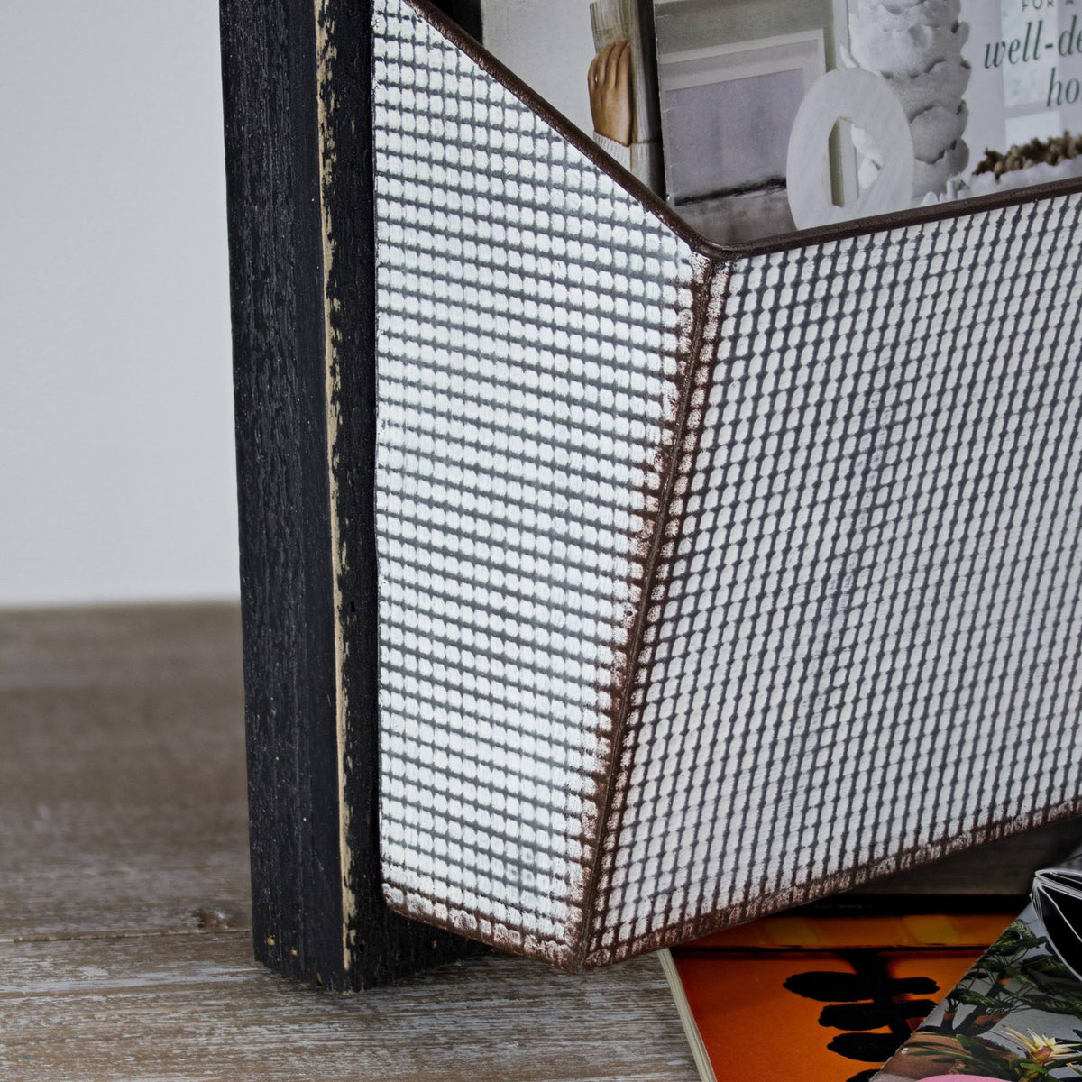 Wood and Metal Wall Hanging Magazine Rack U37570
