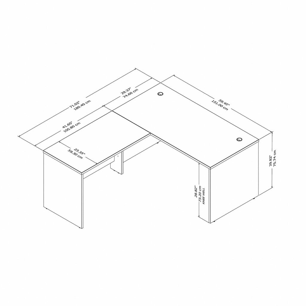 60 x 30 in. L Shaped Desk with 42 in. Return Platinum Gray X435