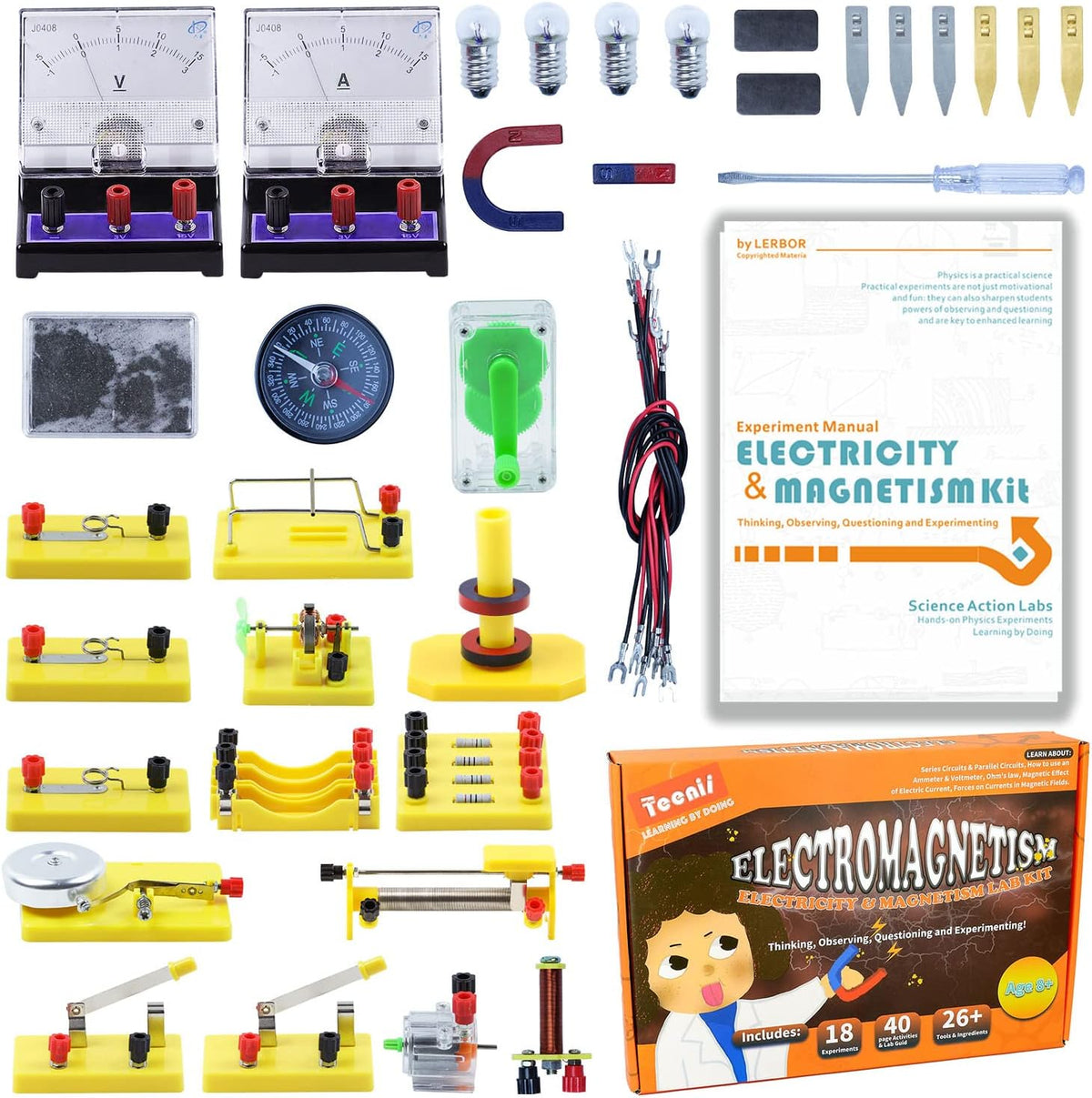 Electricity and Magnetism Experiment Kit for Kids Basic Circuit Learning Set Physics Science Lab Educational Toys Age 8+ Pack of 2 H182933
