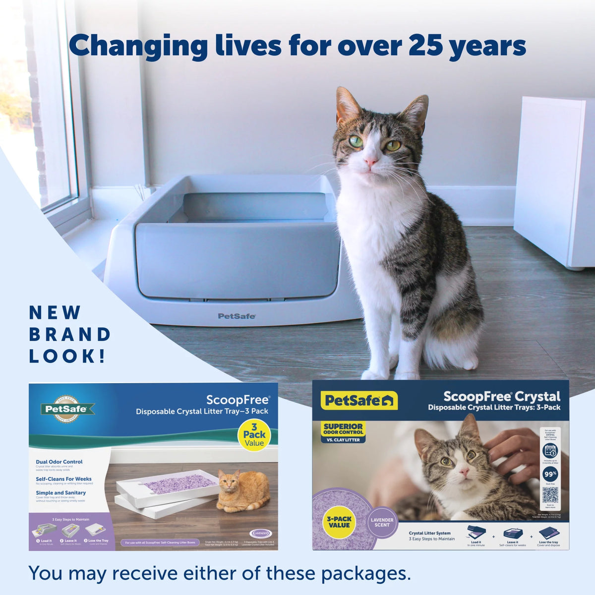 Lavender Scent Silica Crystals Cat Litter Trays 3-Pack N825