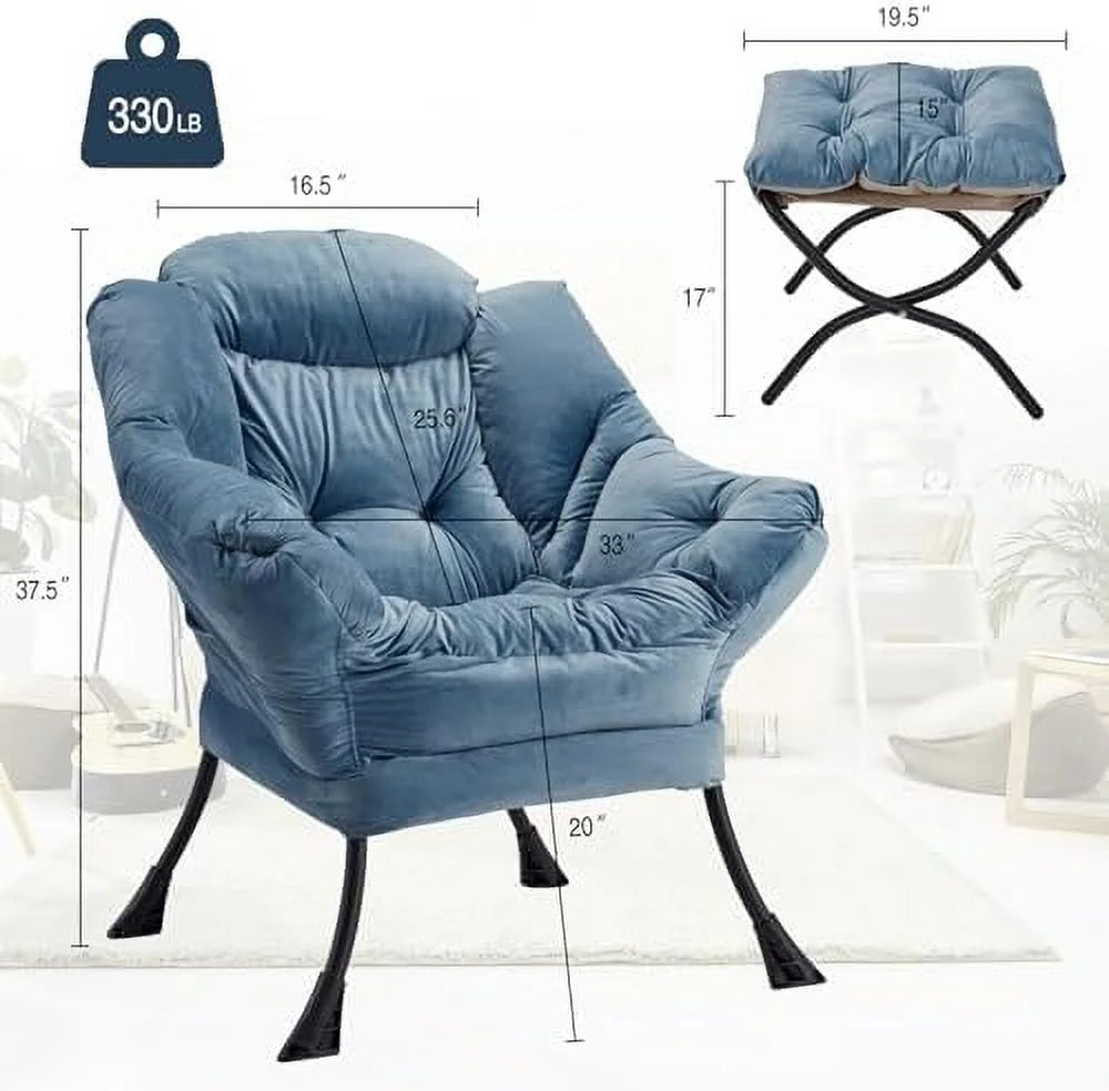 Velvet Lounge Accent Chair with Steel Frame and Side Pocket M43459